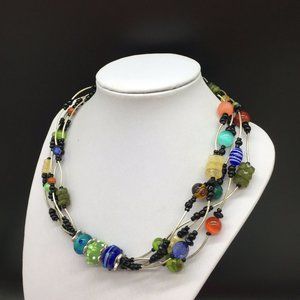Chico's Jewelry - Chico’s Colorful Art Glass Beaded Necklace Blue + Chico's Jewelry - Chico’s Colorful Art Glass Beaded Necklace Blue +